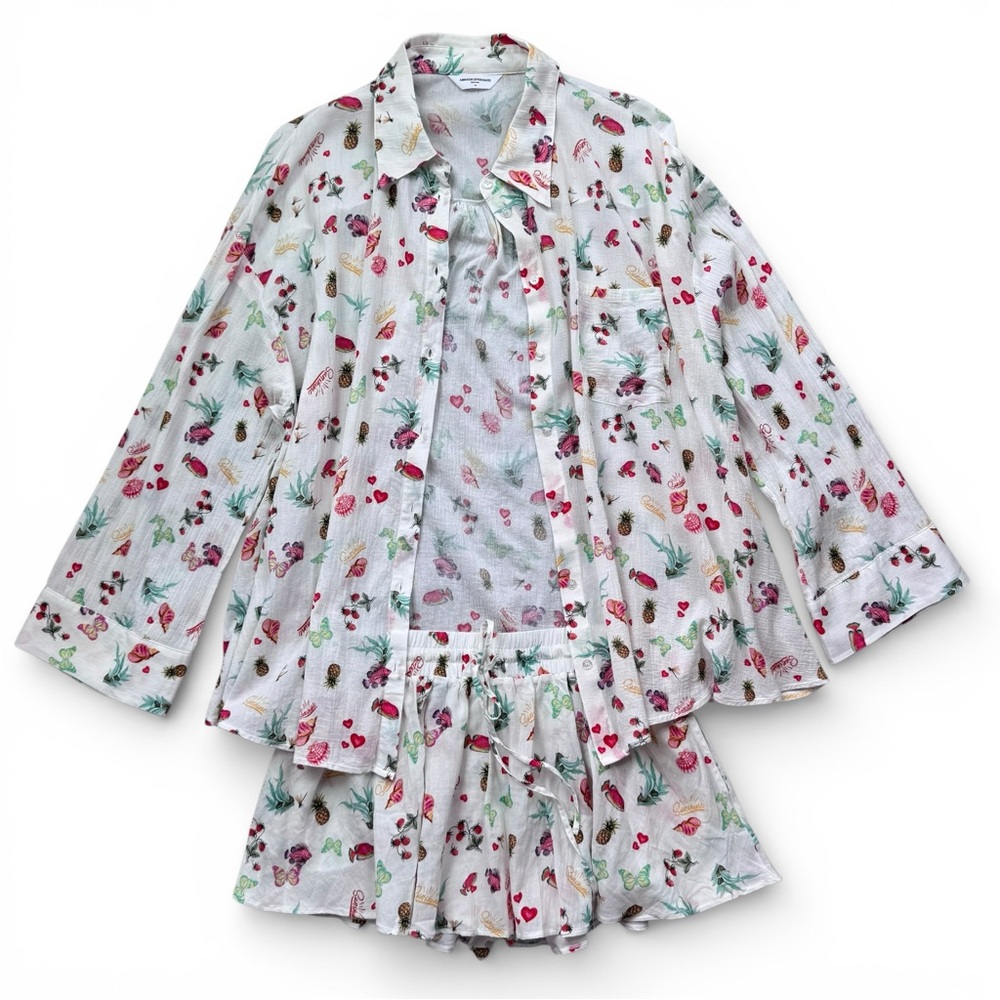 Amanda Uprichard Brio Cover Up Top & Shorts Set Fruit Salad Print Size M/L - Picture 2 of 10
